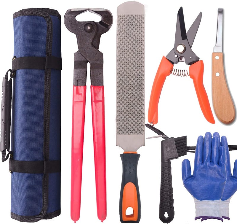 Long River Horse Farrier Hoof Tool Kit（7 Piece） with Carry Bag Horse Equine Metal Shears Farriers Hoof Nipper Cutter Handle Knife Stable Supplies Professional Hoof Trimming Tools - Image 1
